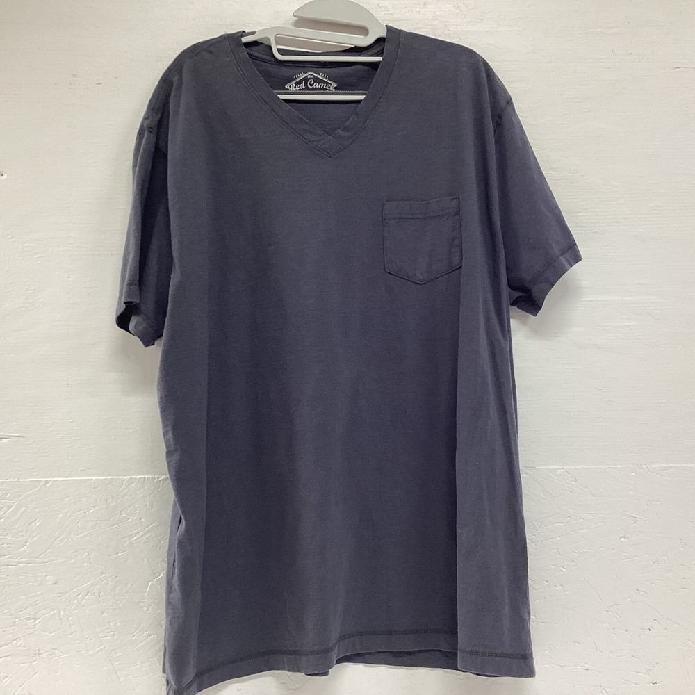 Red Camel Men's Grey Short Sleeve Shirt Size 2XB V Neck Pocket T-Shirt